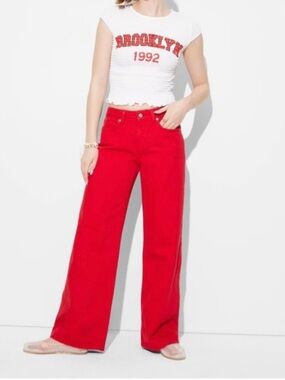 Wild Fable Vibrant Red Denim Pants size 00 Regular. NWT.